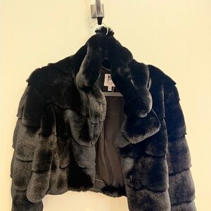 Milly Black Faux Fur Teddy Jacket